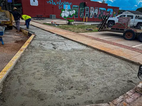 The sidewalk base prepared and formed before the pour