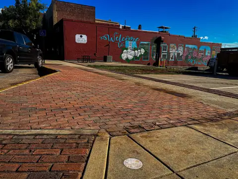 Brick paver sidewalk in downtown Monroe